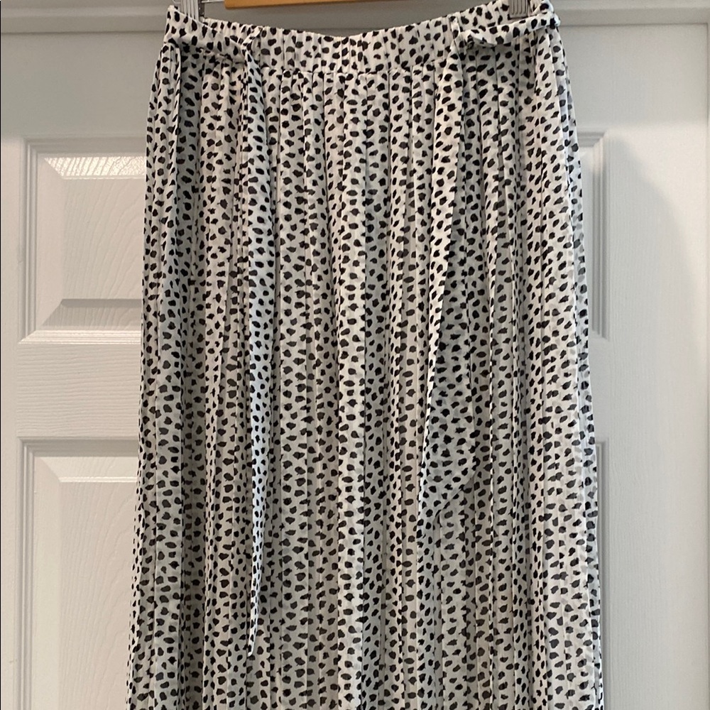 Joie Black and White Pleated Midi Skirt